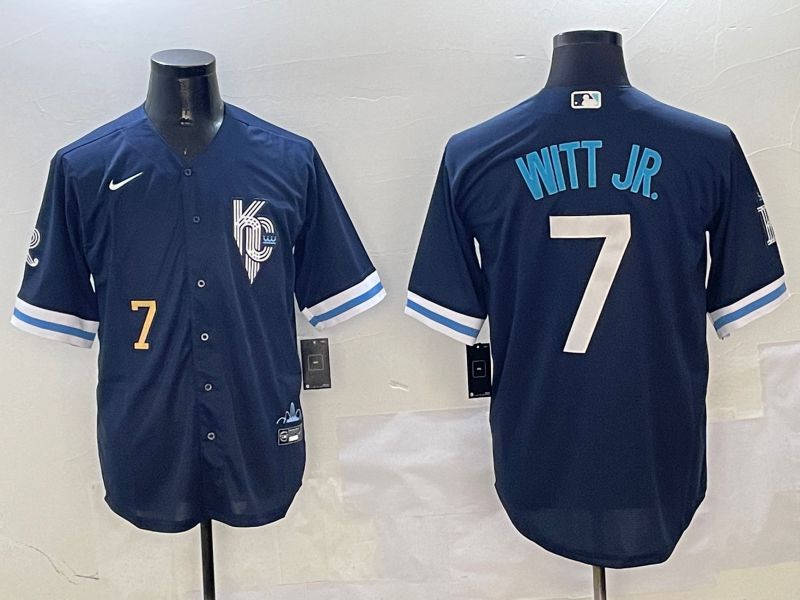 Men Kansas City Royals #7 Witt jr Blue City Edition 2025 Nike MLB Jersey style 4->kansas city royals->MLB Jersey